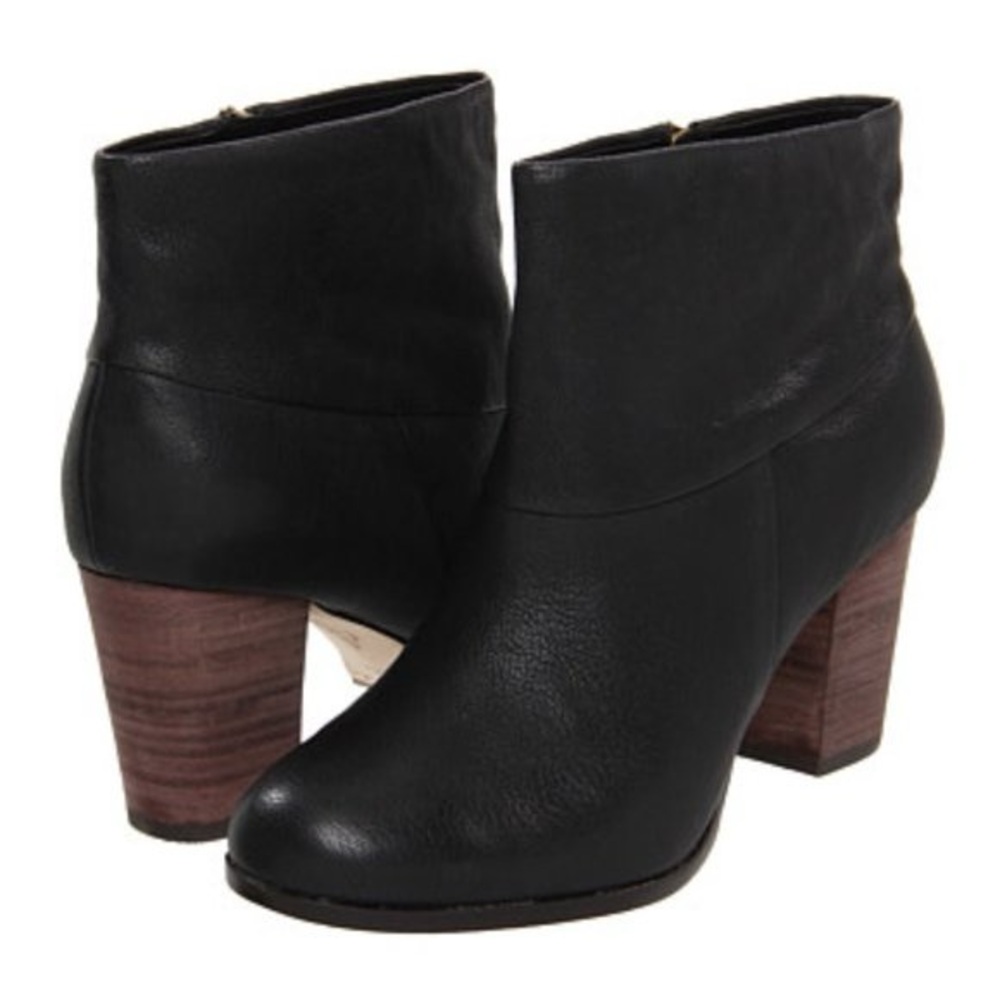 Cole Haan Black Ankle Boots with Brown Heel